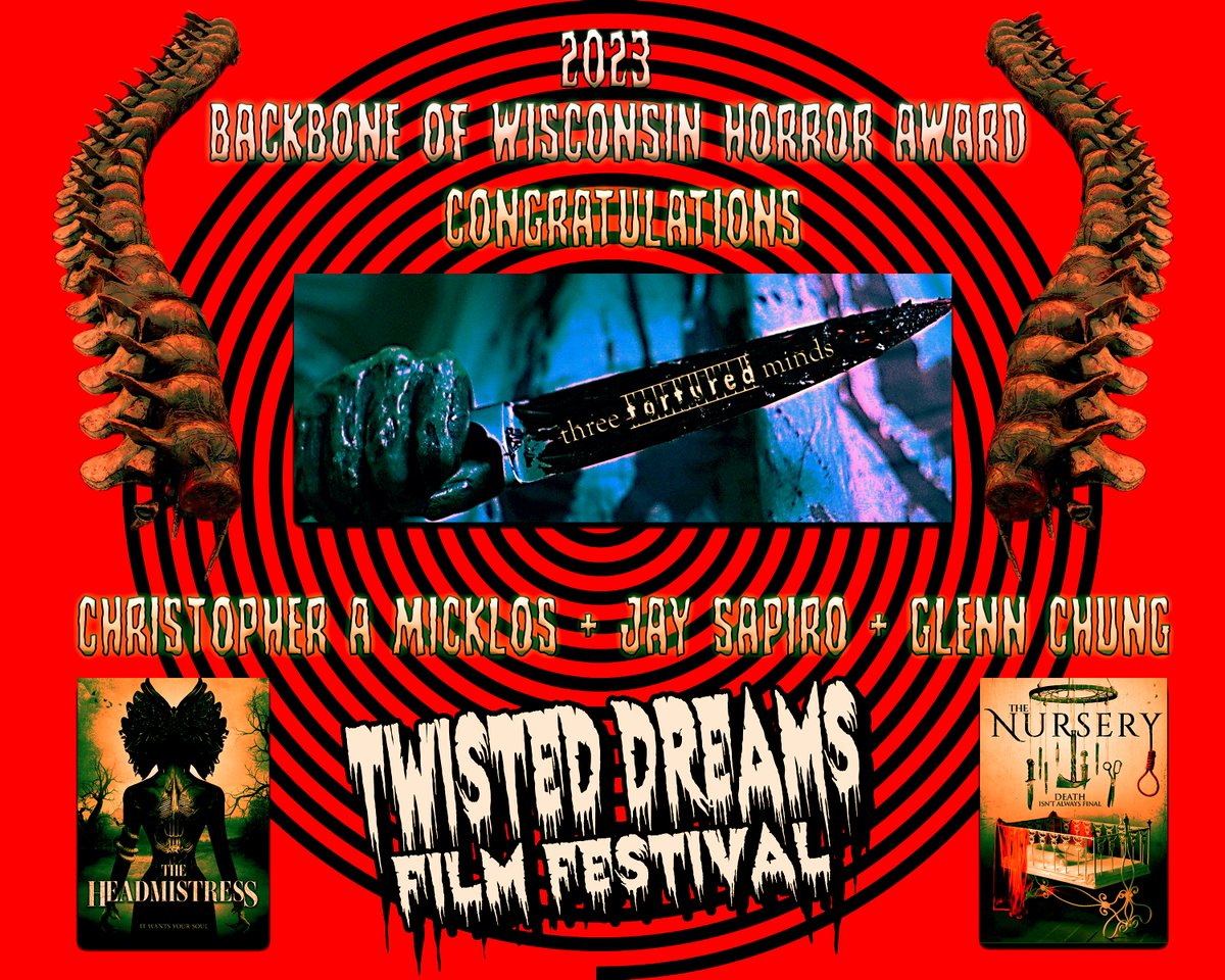 Congrats to @3TorturedMinds for the Backbone of Wisconsin Horror Award! Thank you for all you do for Wisconsin Horror! #Wisconsin #Horror #MutantFam @TheFilmBully