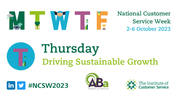 Day 4 <a href="/instituteofcs/">The Institute of Customer Service</a> #NCSW2023 and today's theme is Driving Sustainable Growth.

Organisations need to provide information and choices that nudge the customer toward environmentally positive choices, while still delivering an excellent customer experience.

#ESG #MysteryShopping