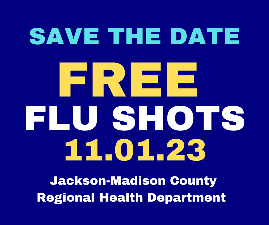 Save the Date: Wed. Nov. 1   Free #FluShots at Health Department. No appointment needed for this 1-day clinic.