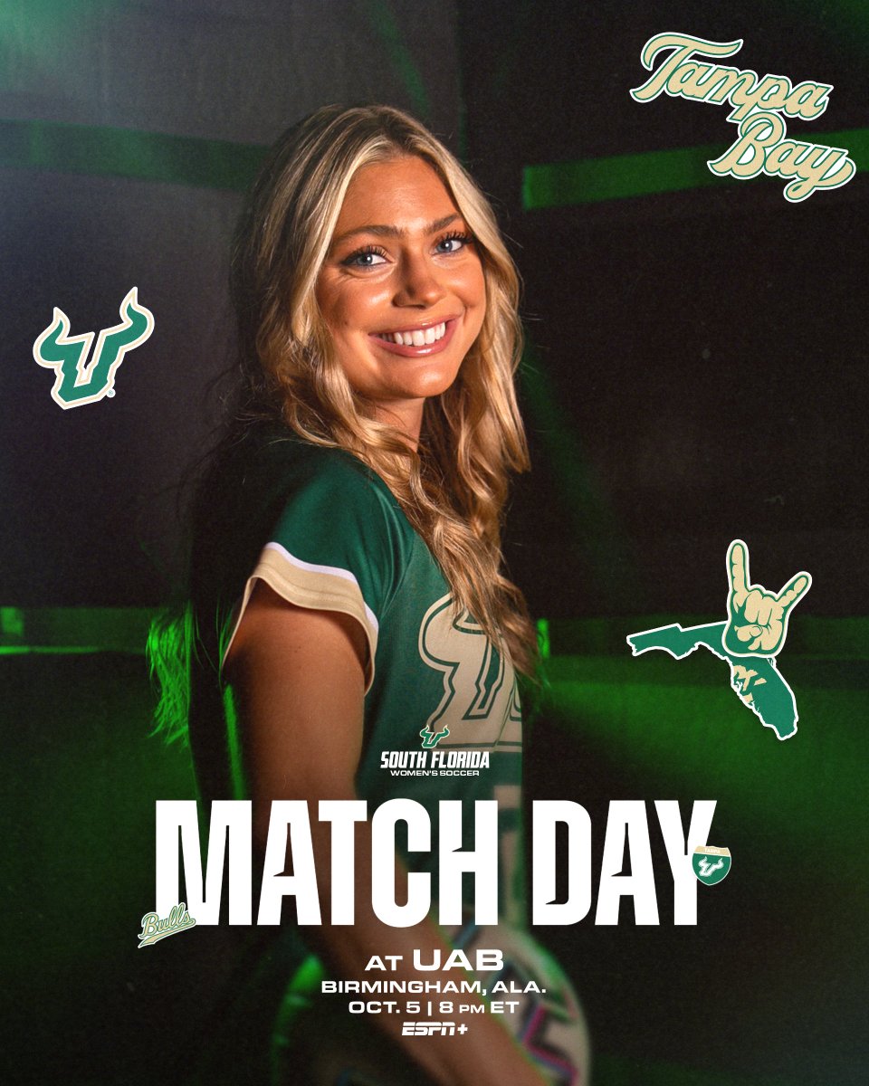 USFWSOC's tweet photo. Bulls Nation, let's ride!!

USF takes on UAB on the pitch 
📍: Birmingham, Ala.
📺: https://t.co/0usUwKKe9h
📊: https://t.co/4qtTBtTk7C

#HornsUp 🤘 https://t.co/VsRdhrx7D1