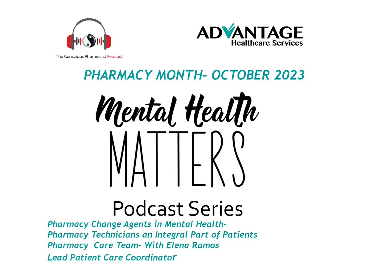 Now playing on #ConsciousPharmacistPodcast #MentalHealthMatters  Series @AHCS_CA podcasts.apple.com/us/podcast/mhm… #APhM2023 #PharmacistsMonth #YouStandByUsAll #forpharmacy #EMPATHY #COMPASSION #RxOnX @PharmacyPodcast @pharmacists @CAPharm