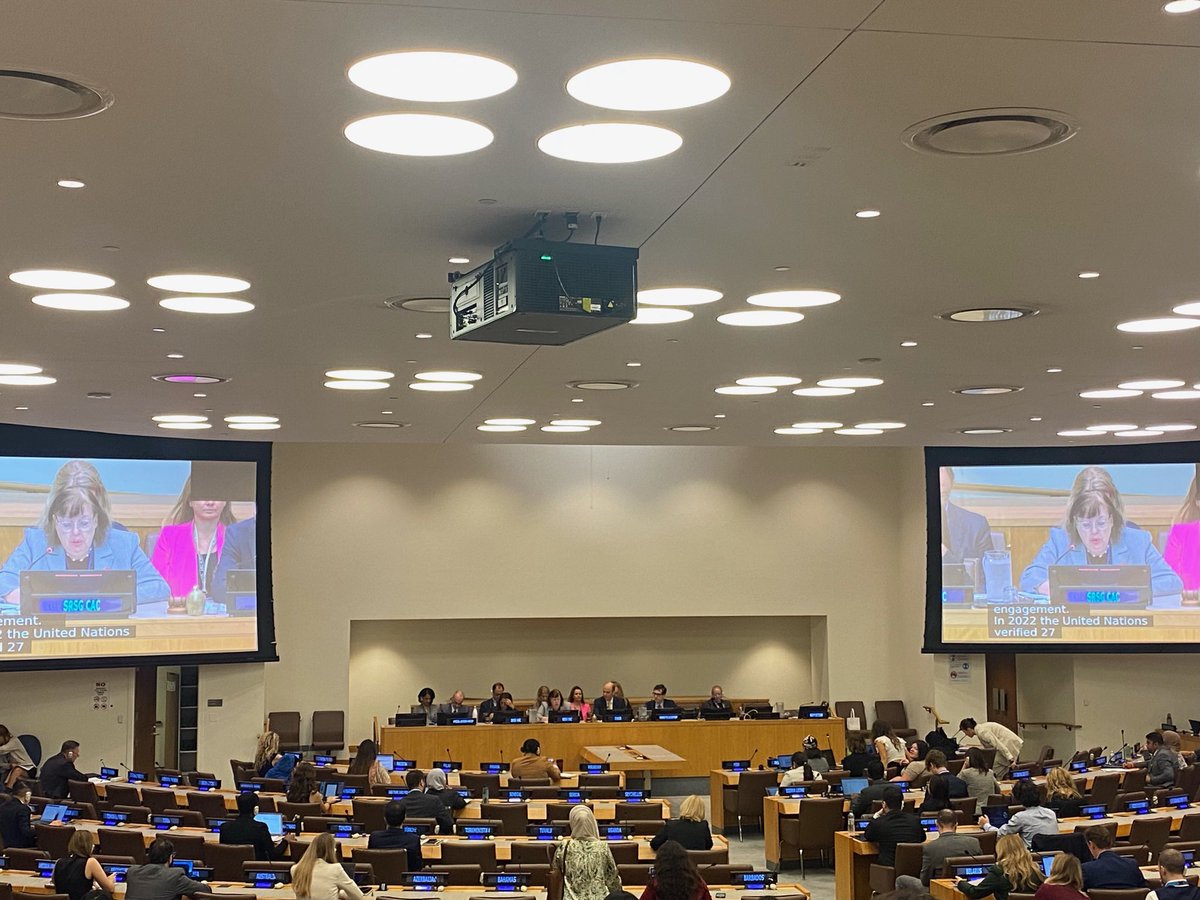 The Special Representative is addressing the Third Committee and is reminding the need to do better to protect #children in conflict. She highlights her focus on data collection, partnerships and engagement. #ACTtoProtect