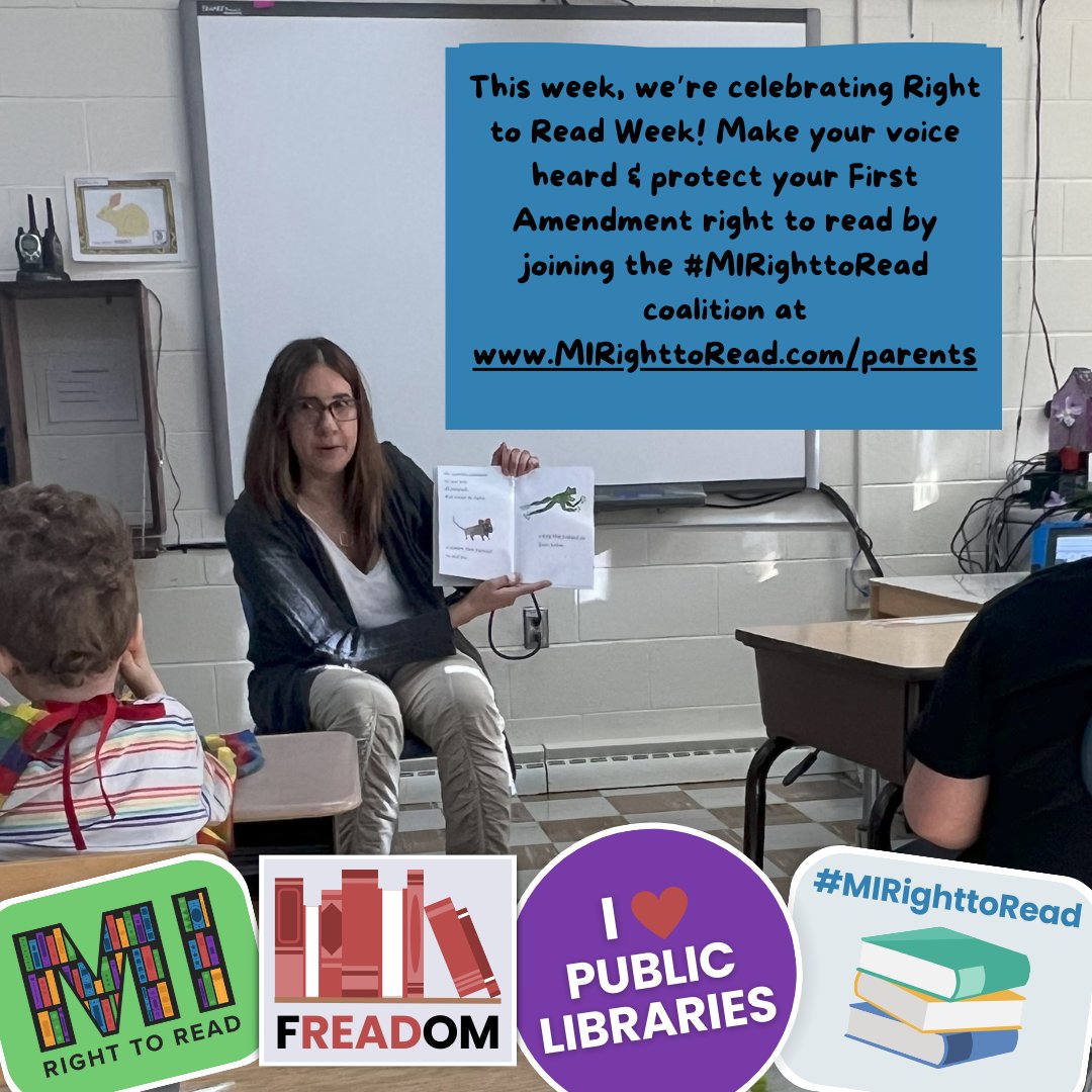 AuthorMollyD's tweet image. This week, we’re celebrating Right to Read Week! Make your voice heard &amp;amp; protect your First Amendment right to read by joining the #MIRighttoRead coalition at MIRighttoRead.com/parents