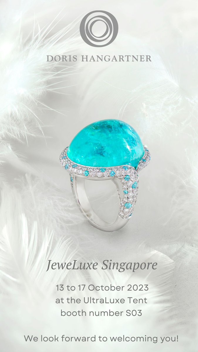 DorisHangartner's tweet photo. ✨JeweLuxe Singapore ✨
We look forward to welcoming you at the JeweLuxe in Singapore. Asia’s premier jewelry festival, showcasing striking gems and jewels. #gems #gemstones #jewels #singapore #gemfair #jeweluxe2023 #ultraluxe2023 #jewelryshow #luxuryweek #dorishangartner #asia https://t.co/wSSu9rR4y2