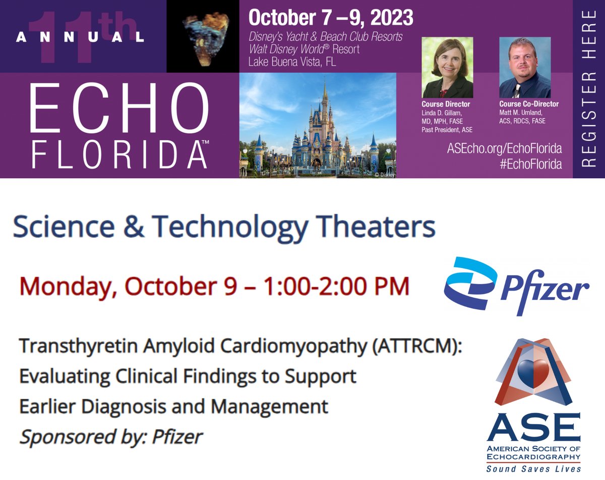 Join us for a Science & Technology Theater, presented by @pfizer, on Monday, October 9!

The presentation is titled, 'Transthyretin Amyloid Cardiomyopathy (ATTRCM): Evaluating Clinical Findings to Support Earlier Diagnosis and Management!'

Sign up: bit.ly/3zthU57