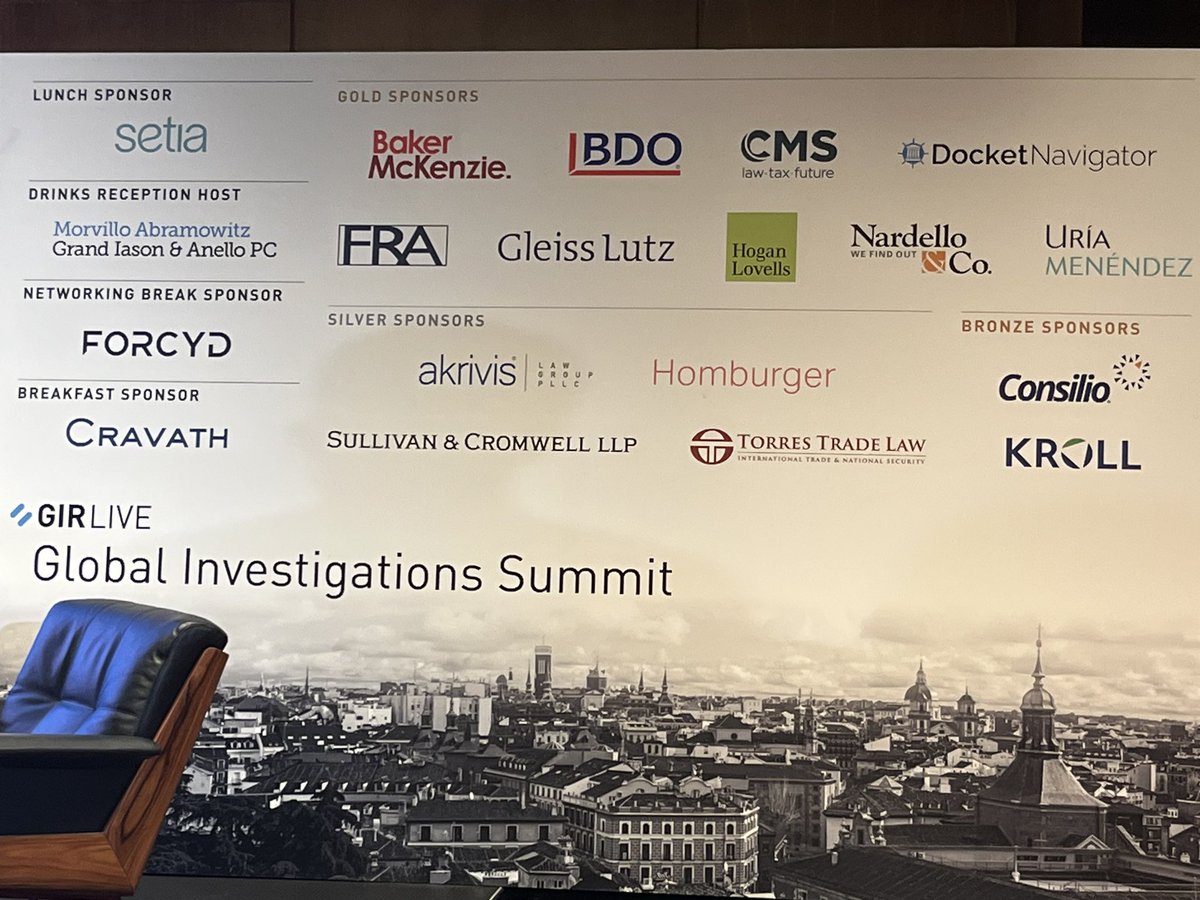 AkrivisLaw's tweet photo. Today in Madrid at the GIR Global Investigations Summit @GIRalerts https://t.co/Hhzzu2Zzau