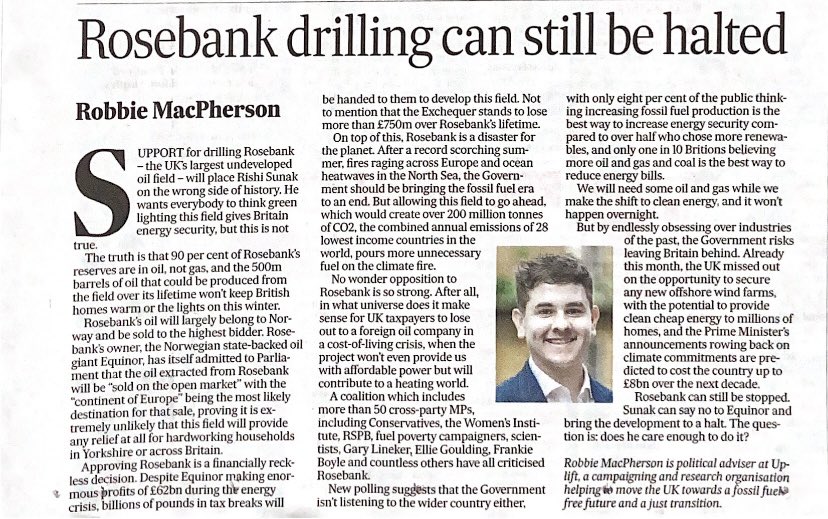 In no universe does it make sense for UK taxpayers to lose out to a foreign oil company in a cost-of-living crisis, over a project which won’t provide affordable energy but will heat the world. Me in the @yorkshirepost on #Rosebank yorkshirepost.co.uk/news/opinion/c…