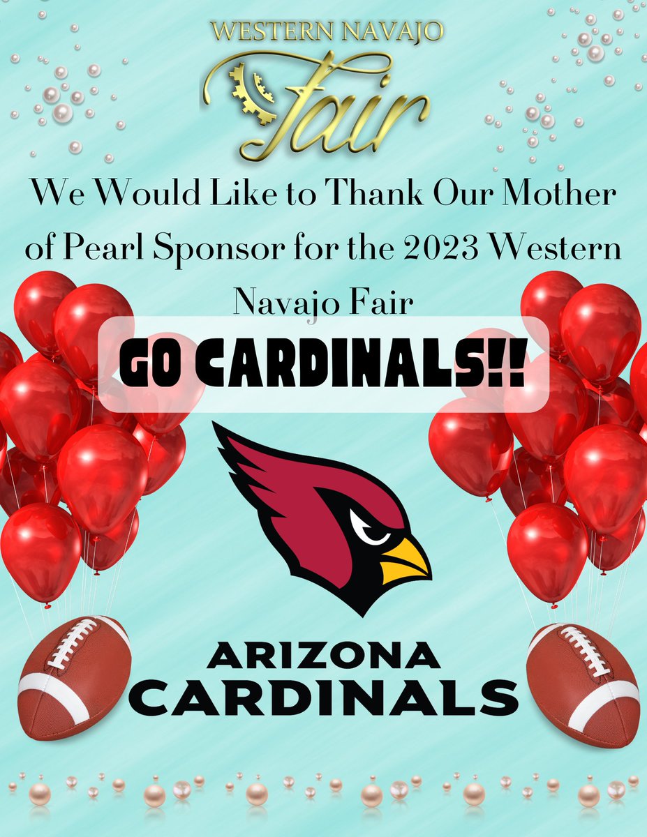 WNF_2024's tweet photo. 🎉🎉We like to have a Special Thank You🎉 to our Mother of Pearl💎 Sponsor for the 2023 Western Navajo Fair💐- 🎊ARIZONA CARDINALS‼️🎉🏈🏈GO CARDINALS‼️🏈🏈🎊
#ArizonaCardinals #Westernnavajofair #2023 #Motherofpearl https://t.co/1KnFrS5EN8