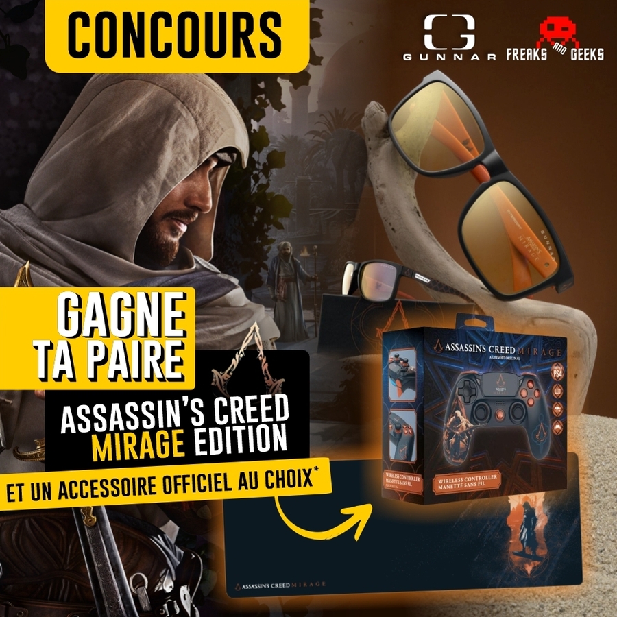 GUNNARFRANCE's tweet image. 🏆#CONCOURS 🏆
Pour célébrer la sortie de #AssassinsCreedMirage, on vous fait gagner :

Une paire Gunnar Intercept AC Mirage Edition
Un access&apos; AC mirage de ton choix by #freaksandgeeks 😮

Pour participer : ⤵️
- #RT ce tweet
- Follow @GUNNARFRANCE
- Identifie un(e) pote à toi