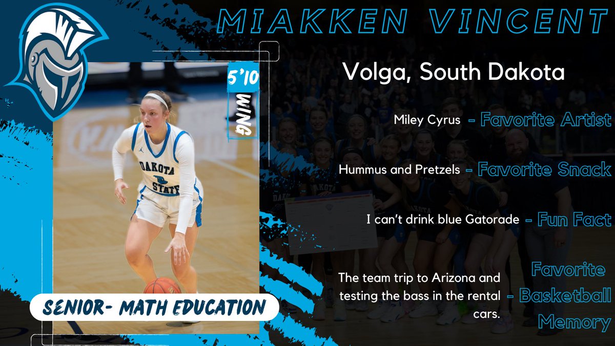 Dakota State University Women's Basketball (@dakotastate_wbb) on Twitter photo ๐2023-24 Player Spotlights๐
๐Join us in welcoming back senior, Miakken Vincent!๐
#TrojansWBB #FastFreeFun ๐2023-24 Player Spotlights๐
๐Join us in welcoming back senior, Miakken Vincent!๐
#TrojansWBB #FastFreeFun