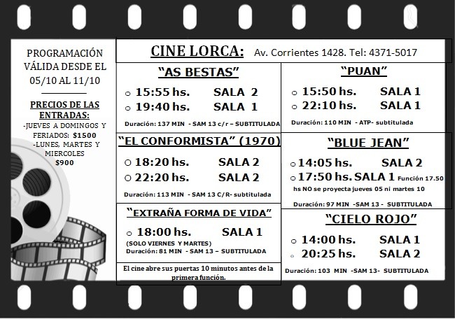 CineLorca's tweet photo. Buenas! Les dejo la cartelera a partir de hoy. Saludos. https://t.co/2aYGrCxfyr