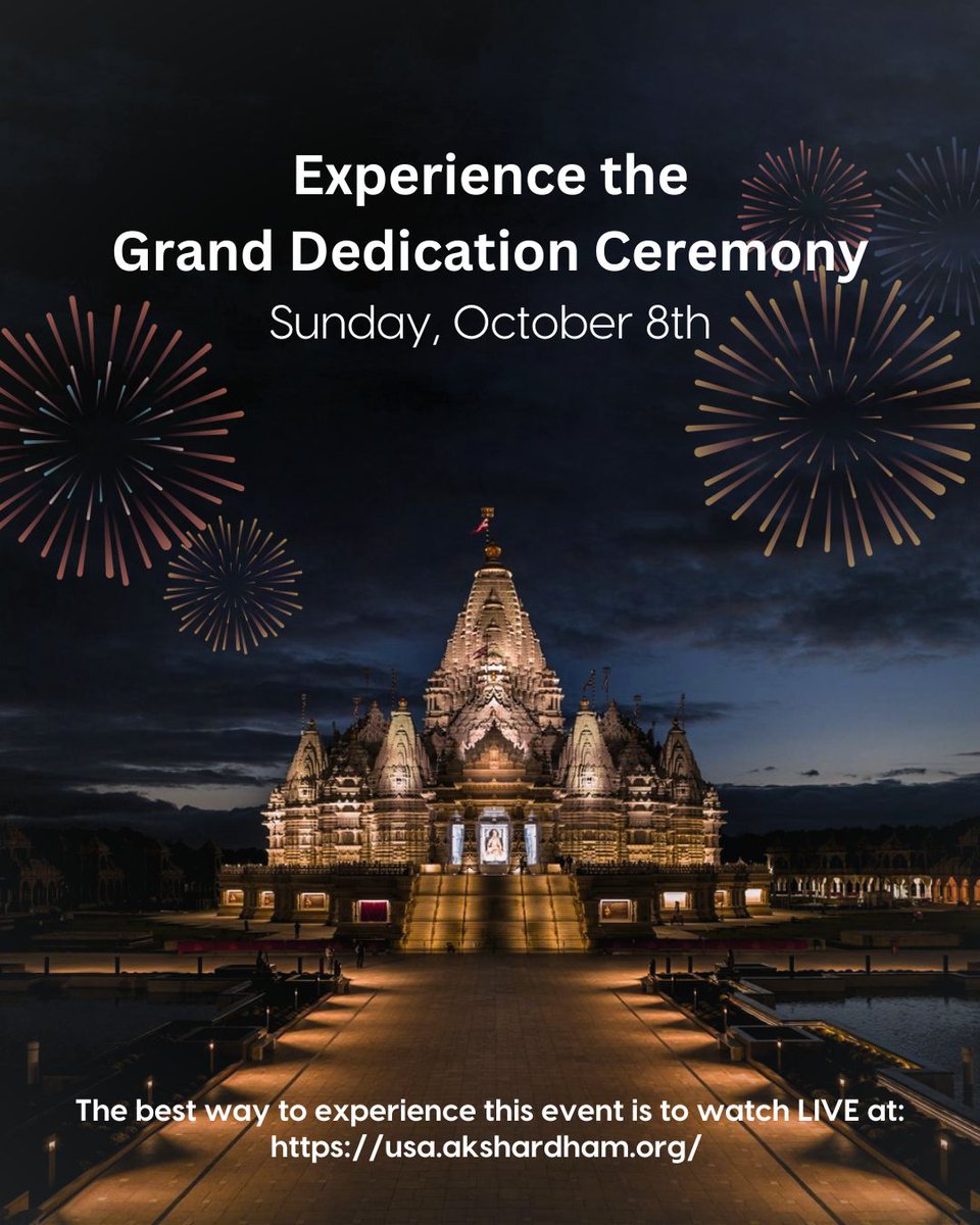 akshardham_usa's tweet photo. Thank You Robbinsville Township!

Join us on Oct 8th, from 7:00pm-8:15pm for the Grand Dedication Ceremony LIVE at https://t.co/P1ktzU7PRe.

Your support during the opening of the BAPS Swaminarayan Akshardham has been incredible!

#AkshardhamOpening2023 #LegacyofInspiration https://t.co/mkVgfiTff3