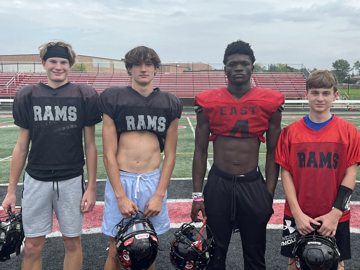 Week 6 Ram POW’s. Congrats to the following young men: (L to R) Sophomore’s Lucas Freese, Henry Benka. Varsity Eric McClain. Freshman Seth Kartheiser. #WEAREEAST #EAT