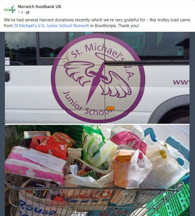 Thank you to everyone for their Harvest Festival donations! #harvestfestival #foodbank #community