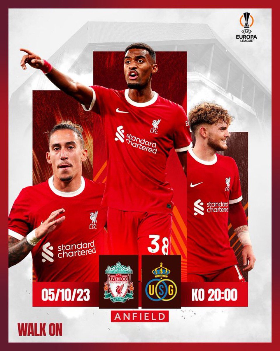 BasqueReds1's tweet photo. 🔴HOY ES DIA DE PARTIDO 🔴

Esta noche volveremos a estar 
 bajo los focos en Anfield, para enfrentamos al @UnionStGilloise en la @EuropaLeague 🙌

#WalkOn | #UEL https://t.co/37tm6pQysT