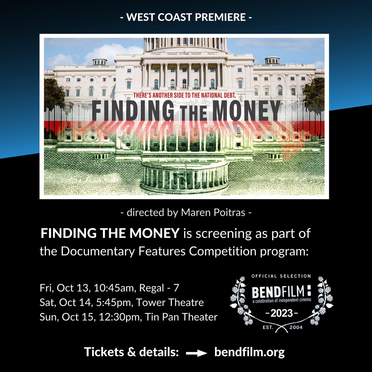 Come to the WEST COAST premiere of #FindingtheMoney in beautiful Bend, OR @BendFilm Festival!
- Friday Oct 13- 10:45am
- Saturday Oct 14- 5:45pm

Meet the filmmakers and local experts: 
Randall Wray, @rohangrey, @tymoignee, and @YanLian31677392

Tickets👉  tinyurl.com/FTMBend