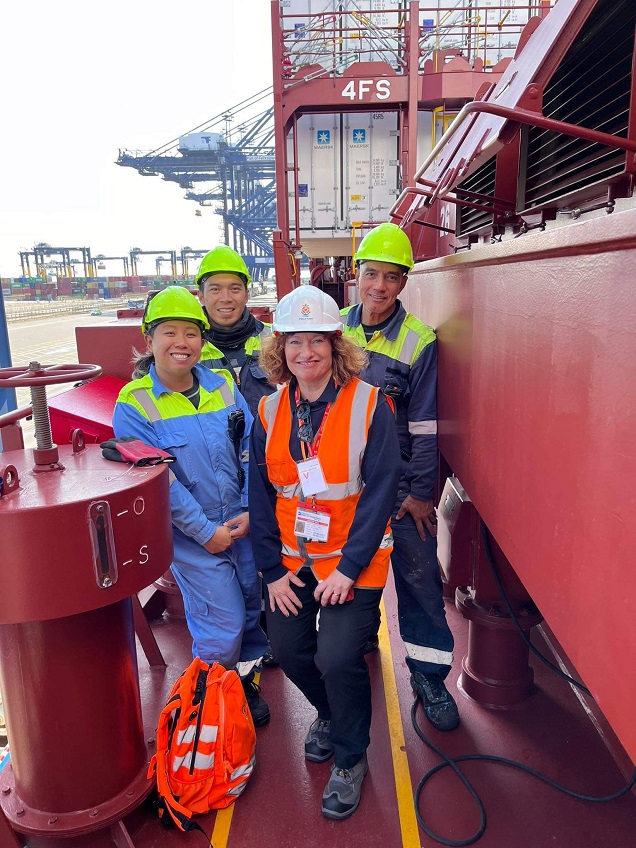 StellaMarisOrg's tweet image. Julian Wong our East Anglia chaplain and Sharon Head our manager of #chaplaincy services had a great visit last week in Felixstowe #port on board Laura Maersk, the world's first methanol-enabled container #ship
tinyurl.com/mt3f7swr 
#seafarers #shipping #Sustainability