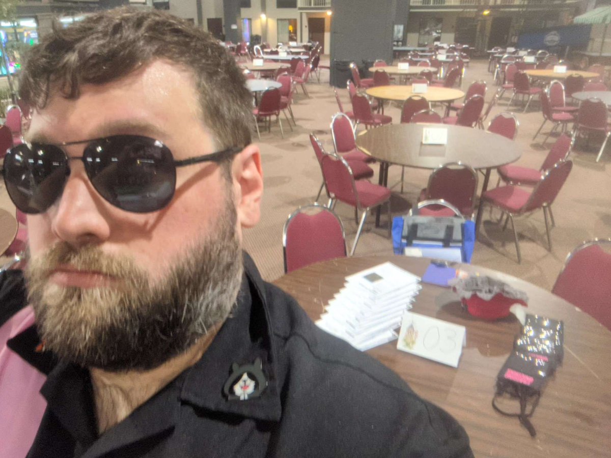 FragginUnicorns's tweet image. A banner day for FUG! 
The mighty Darren (looking badass) is at @ConOnTheCobOff today running #subversionRPG learn to plays!!! Stop by and say hi if you’re around #cononthecob!