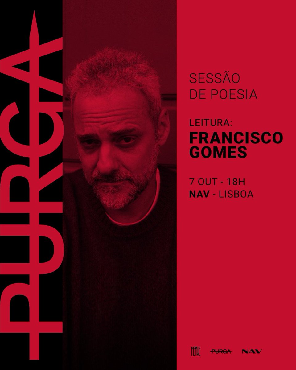 Sessão de poesia este sábado às 18h00 em Lisboa na NAV (Campo Pequeno, 79). Bilhetes em eventbuddy.pt/purgapoesia