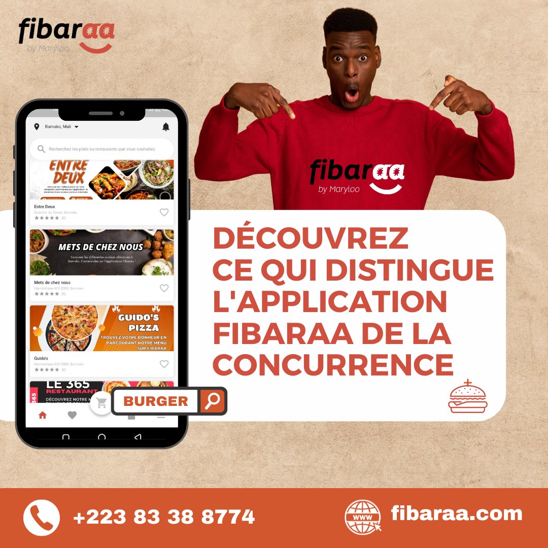 FibaraaML's tweet photo. Téléchargez l'appli Fibaraa et découvrez ce qui la distingue des plateformes concurrentes. 
#Fibaraa #LivraisonÀDomicile #CommandeEnLigne #RestaurantBamako
#SupermarchéEnLigne #PharmacieEnLigne #CuisineVariée #ShoppingFacile #SantéEtBienêtre #ServiceClientRéactif https://t.co/HWCRbrJp7N