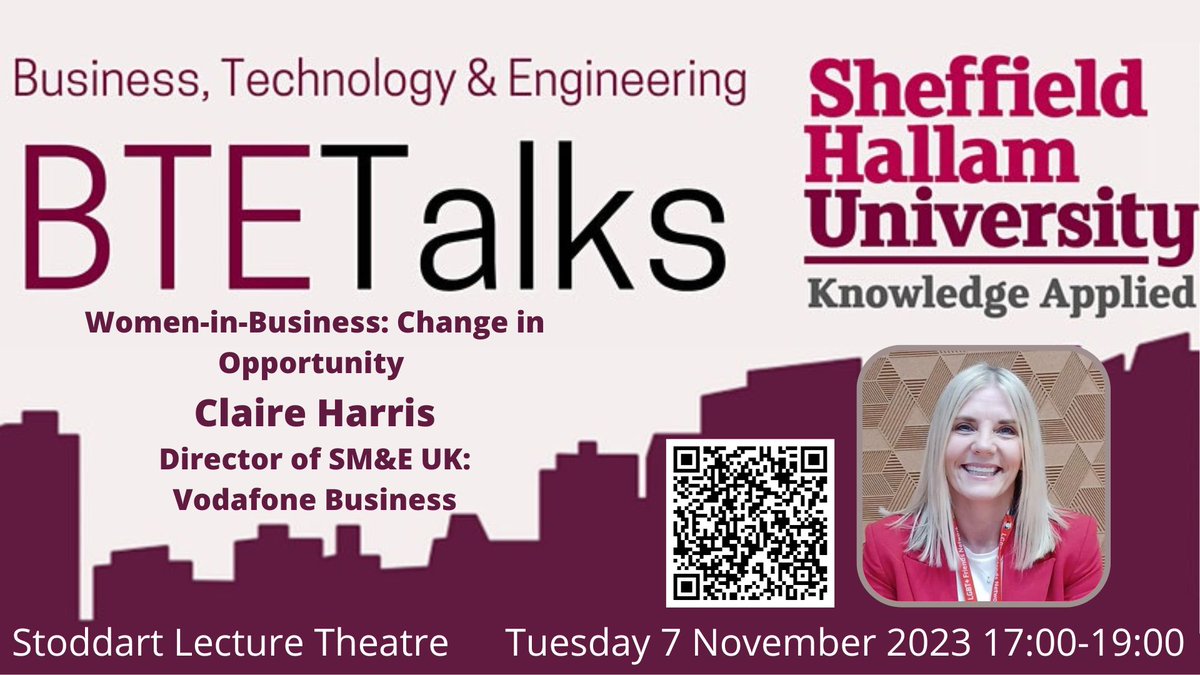 On Tuesday 7 November 2023 Claire Harris - Director of SM&E UK: Vodafone Business will deliver the latest in our series of BTETalks on the topic of Women In Business: Opportunity in Change. For more information and to register click the link college-of-bte.eventcube.io/events/51630/b…