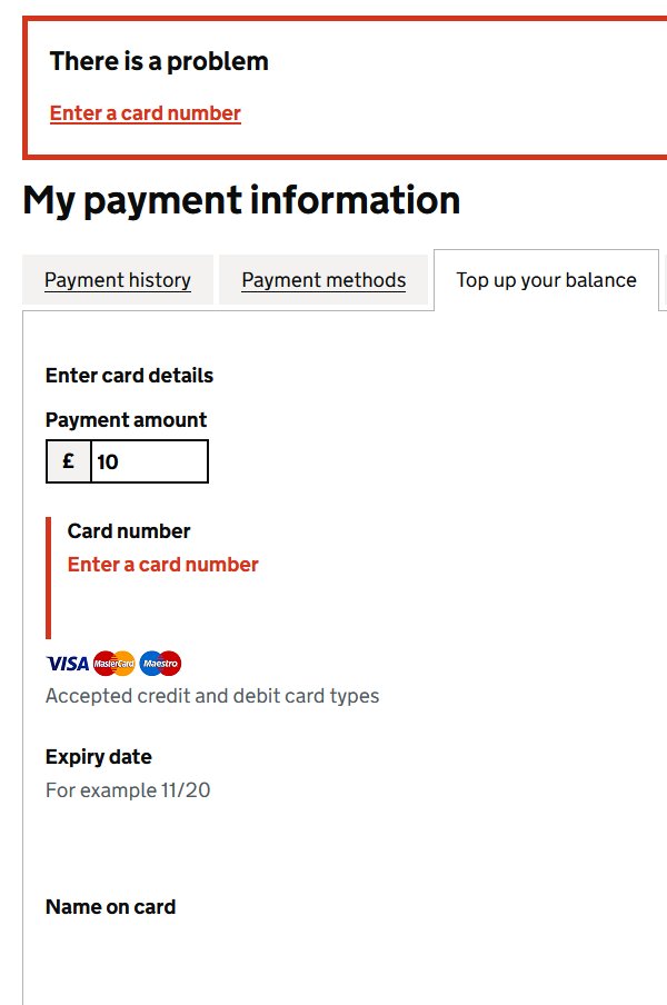 Nicely done <a href="/DartCharge/">Dart Charge</a> I'm trying to pay a topup and the input fields are not even visible. On #Firefox.
Also didn't receive any email of low balance! How much does that cost you?! And now "low balance" is below £5, despite it would be enough to pay for my crossing.
Pathethic 🤡
