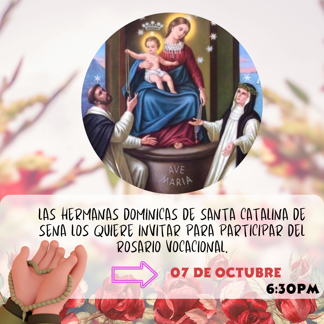 VocacionesDSC's tweet photo. 🤍 ¡Queremos invitarte a participar este 07 de Octubre a nuestro Rosario Vocacional!
Esta es una de las tantas formas que tenemos para hacer nuestras peticiones y acercarnos a nuestro señor.
😊¿Y tú?, ¿Te la vas a perder? ¡No te la pierdas, acompañanos y síguenos! https://t.co/Ku7E4gxY4W