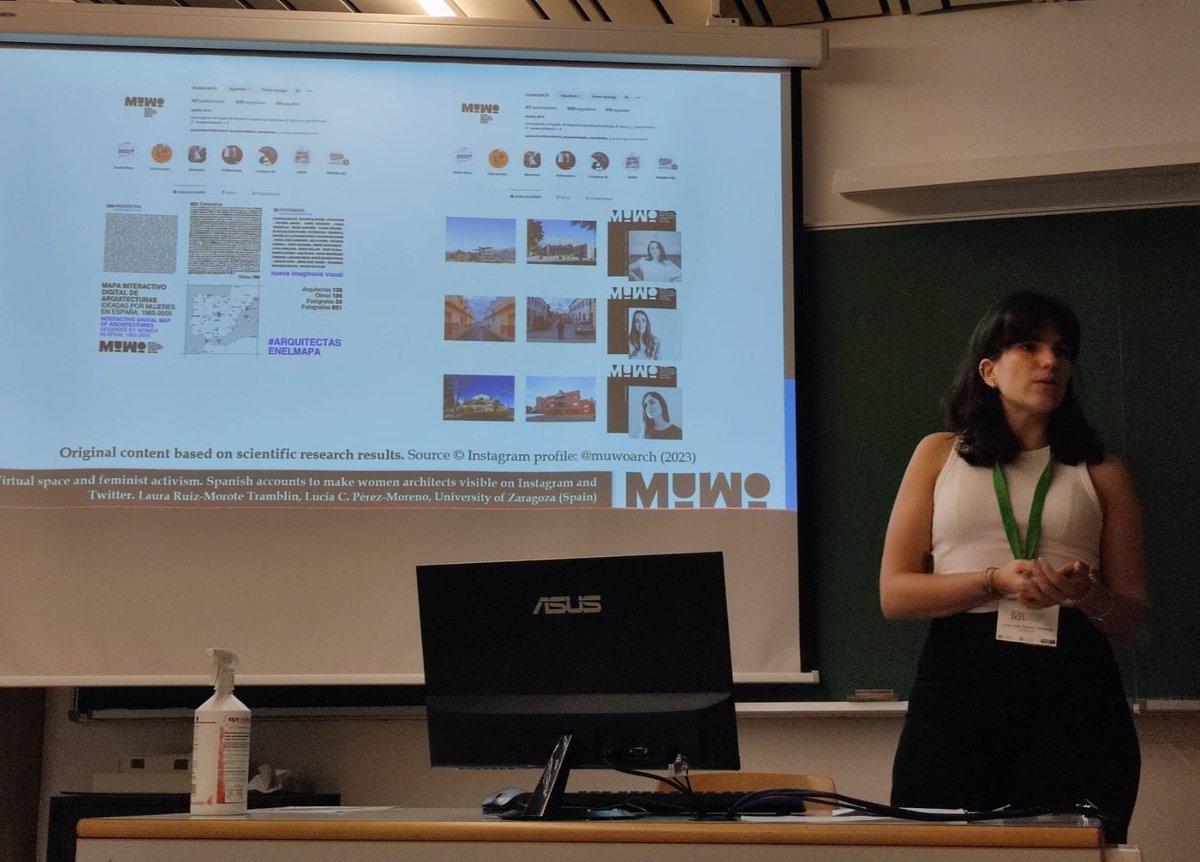 El equipo MuWo presentando #ArquitectasenelMapa y dos comunicaciones resultado de las investigaciones realizadas en <a href="/icag2023/">ICAG2023</a>