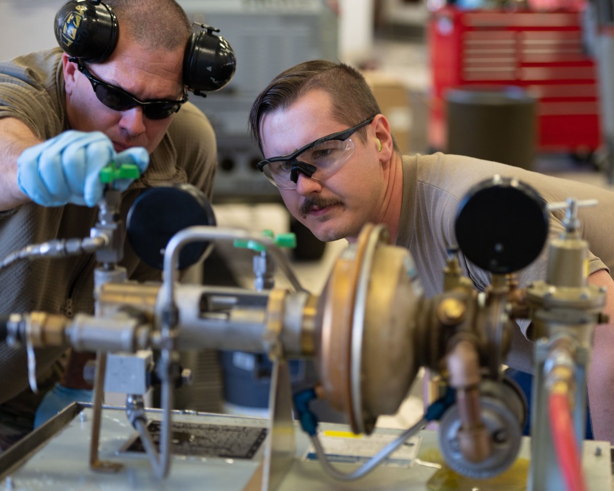 Worker Bees Ground equipment technicians with @157ARW & @64thAirRefuelSq ply their trade Sept. 20 at Pease Air National Guard Base. They maintain generators, hydraulic systems, air conditioners, jacks & other equipment used to maintain the @157ARW fleet of KC-46 tankers.