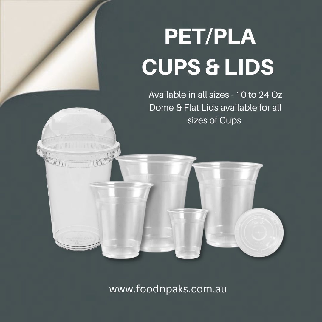 PET/PLA Cups and Lids

Available from 12Oz - 24 Ozz

Contact us at: business@foodnpaks.com.au

For Custom Pricing of the products.

#sustainablefoodpackaging #ecofriendlypackaging #foodnpaks
#cups #placups #lids