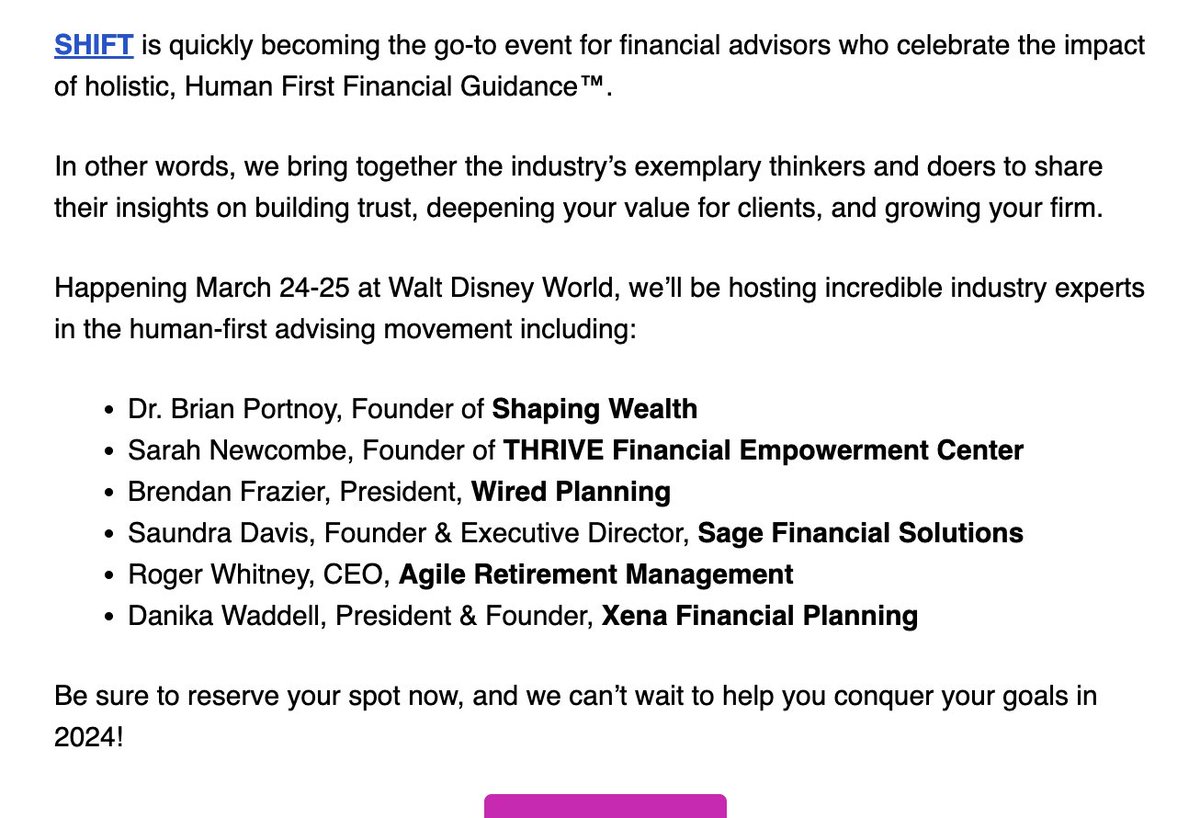 Check out this promo for the Shift conference in March. NBD, just me and a few of my industry heroes. #SHIFT2024 @brianportnoy @jbrendanfrazier @finance_therapy @Roger_whitney @sagemoney