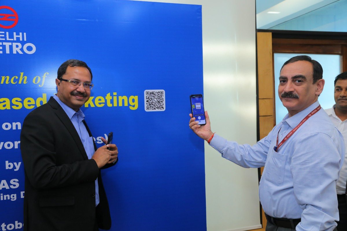 .<a href="/OfficialDMRC/">Delhi Metro Rail Corporation</a> ने अपने सभी मेट्रो लाइनों पर #WhatsApp-आधारित टिकटिंग प्रणाली के विस्तार की घोषणा की। यात्री अब WhatsApp नंबर पर + 9 1 9 6 5 0 8 5 5 8 0 0 पर 'hi' टेक्स्ट के साथ एक संदेश भेजकर यात्रा टिकट खरीद सकते हैं।