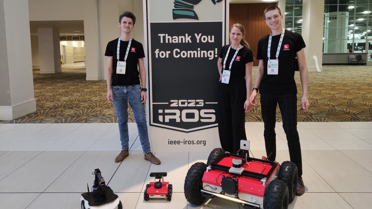 husarion's tweet image. #IROS2023, the biggest robotics research forum this fall, is coming to an end 🍁

Thank you for all the inspiring conversations! We were glad to show you the capabilities of #HusarionPanther and #ROSbot XL and explore various applications of #ROS.

Next stop: #ROSCon2023!…