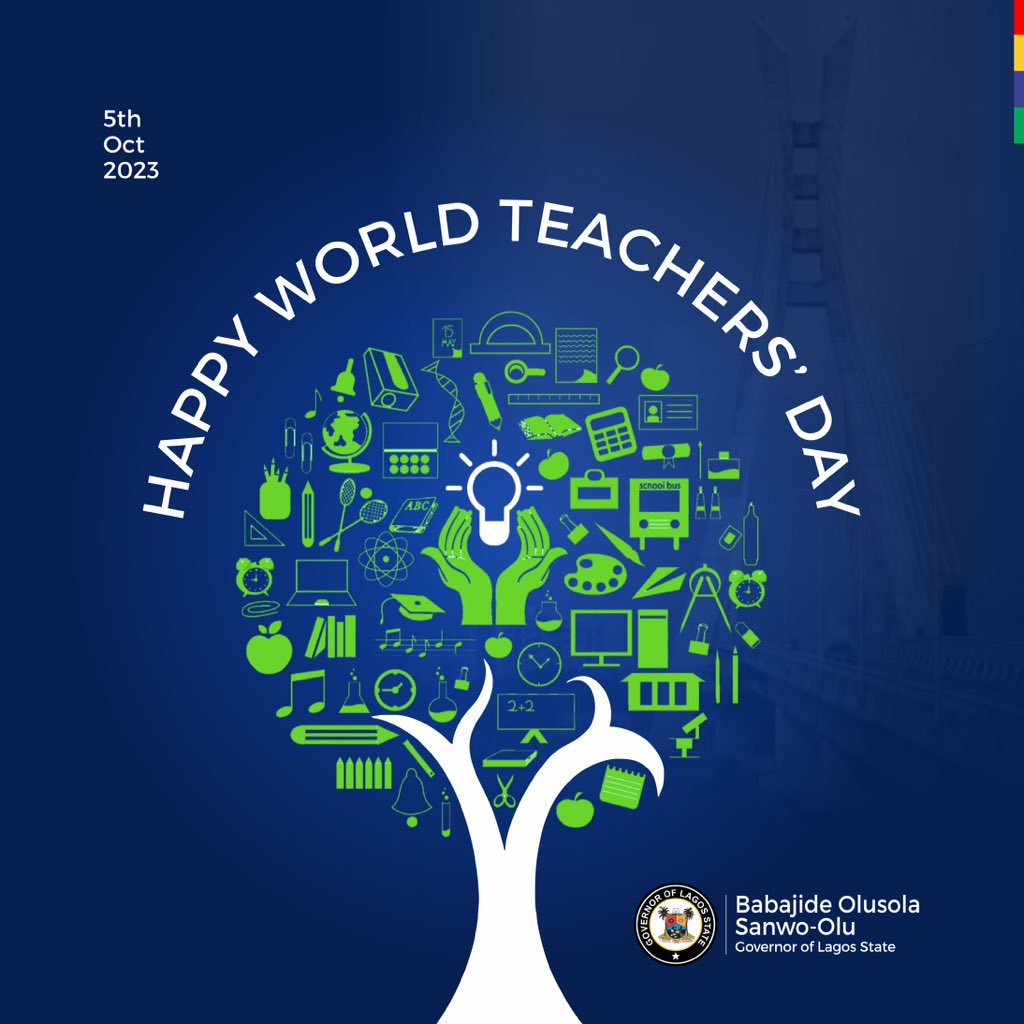 Today being #WorldTeachersDay, I want to celebrate the incredible educators of Lagos State. 

Your dedication and passion in shaping the future of our great city through education are truly remarkable.  

Thank you for your tireless efforts in building a brighter tomorrow for our
