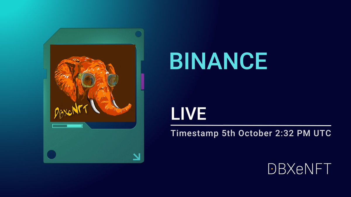 DBXeNFT's tweet photo. #DBXeNFT is now live on #Binance🎉 

📌DBXENFT FACTORY 0x9B560853787B0fB6126F7ad53b63313D2Aa625Db
 
  📌DBXENFT 0xFBEE49BBF107a2008bcC7Fd914d271e486e0CEde

Daily cycle refresh ⏰02:32:44 PM UTC https://t.co/Pc84o3Zd2x