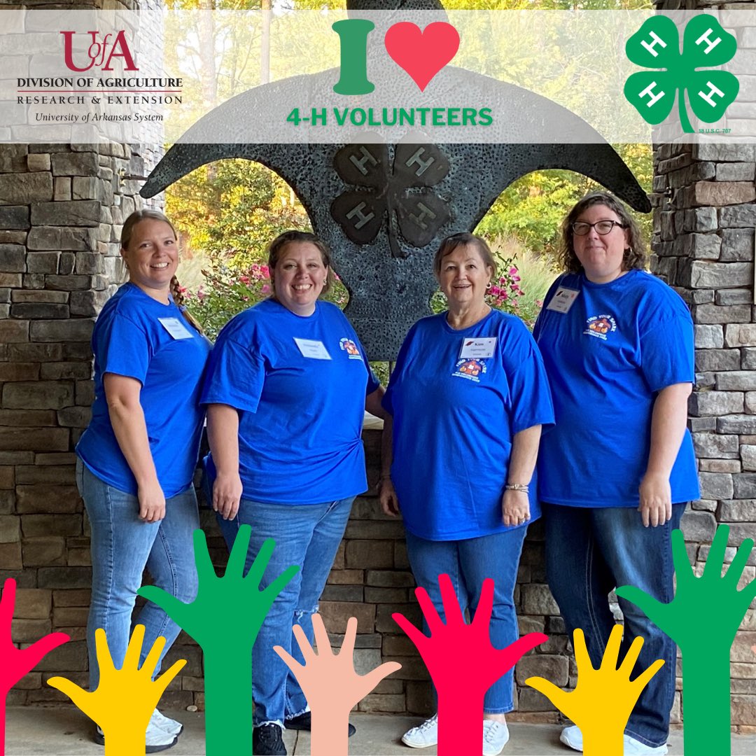 Arkansas4H's tweet photo. I 💚 4-H Volunteers!! 

Arkansas 4-H is so lucky to have such a great volunteer base, the program would not be possible without them!! Today, we celebrate all the volunteers who donate their time &amp; effort to the advancement of our #AR4H youth!

#MakeTheBestBetter #IHeart4H https://t.co/D4kfr9LkBy