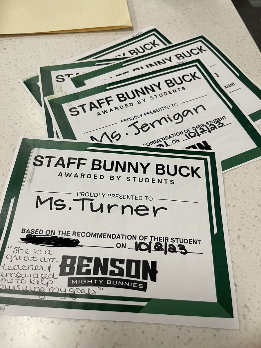 This week we started staff bunny bucks to recognize teachers nominated by their students - because we all #belongatbenson and staff need positive feedback too! #ethicofcare #bemoreatbenson <a href="/OPSMTSSB/">Omaha Public Schools MTSS-B</a>