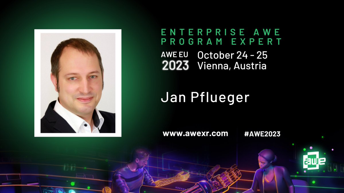 Do we see us at AWE Europe?
This year I am supporting a very special program - the AWE Enterprise VIP Program, which will take place from October 24th to 25th in Vienna. 
Are you eligible for the Enterprise AWE VIP Program? Find it out and apply: awexr.com/awe-eu-2023/en… #AWE2023