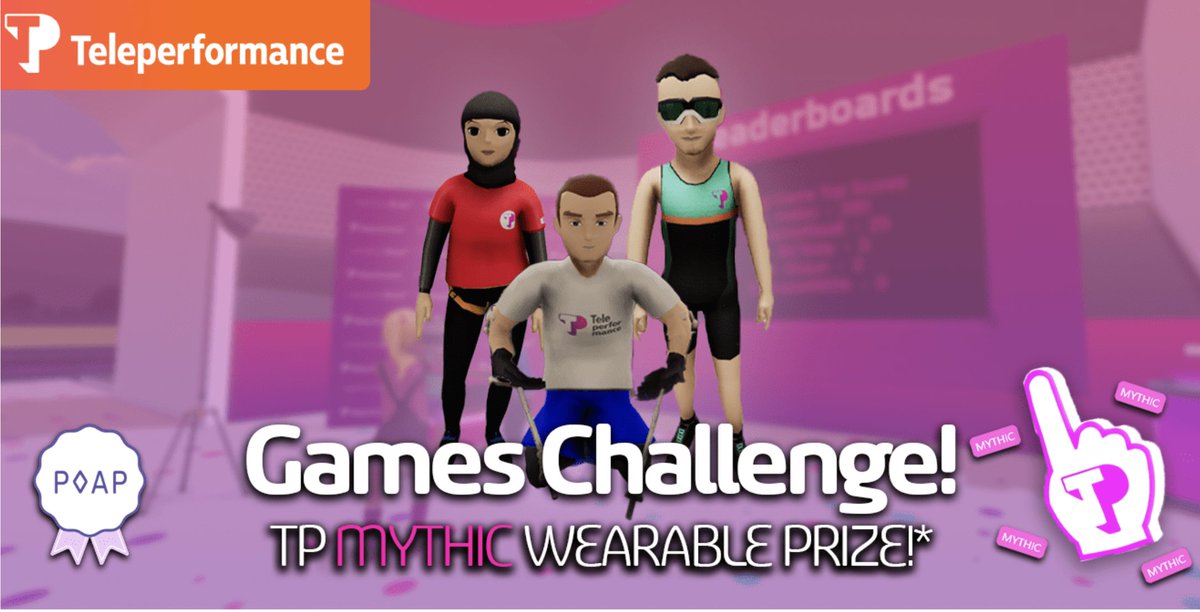 Join in the Games Challenge TODAY at the Teleperformance HQ for a chance to win a MYTHIC WEARABLE! @decentraland @Teleperformance #poap