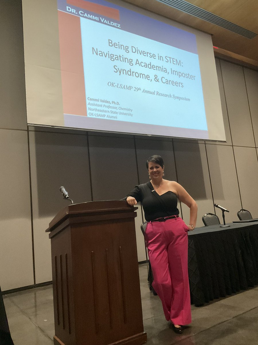 DrCammiValdez's tweet photo. Loved presenting on “Being Diverse in STEM: Navigating Academia, Imposter Syndrome, and Careers” at 29th Annual OK-LSAMP Research Symposium @okstate ! #lsamp @OKLSAMP #oklsamp #diversityinstem #latinainstem #womaninstem #mentoring #mentoringmatters #valdezlab #fightingblindness https://t.co/yUSpZaDYKt