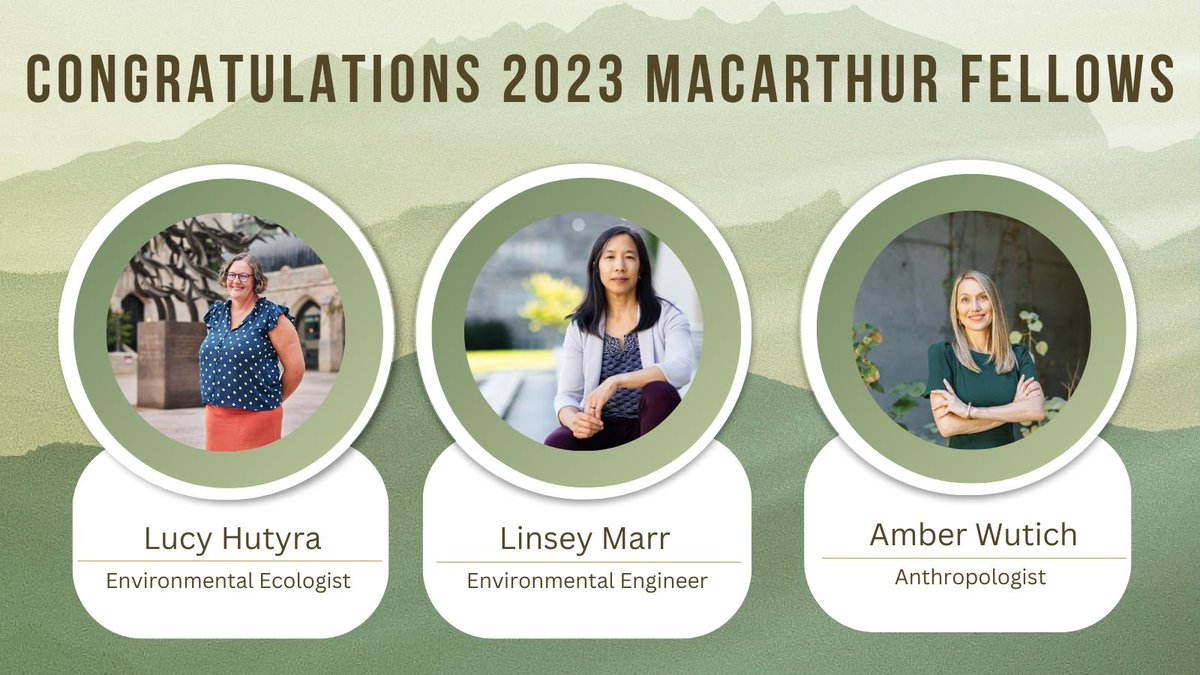 🎉Heartfelt congratulations to these amazing, environmentally-conscious minds @lrhutyra, @linseymarr, @AWutich, and all of this year's beloved #MacFellow recipients. We appreciate you!