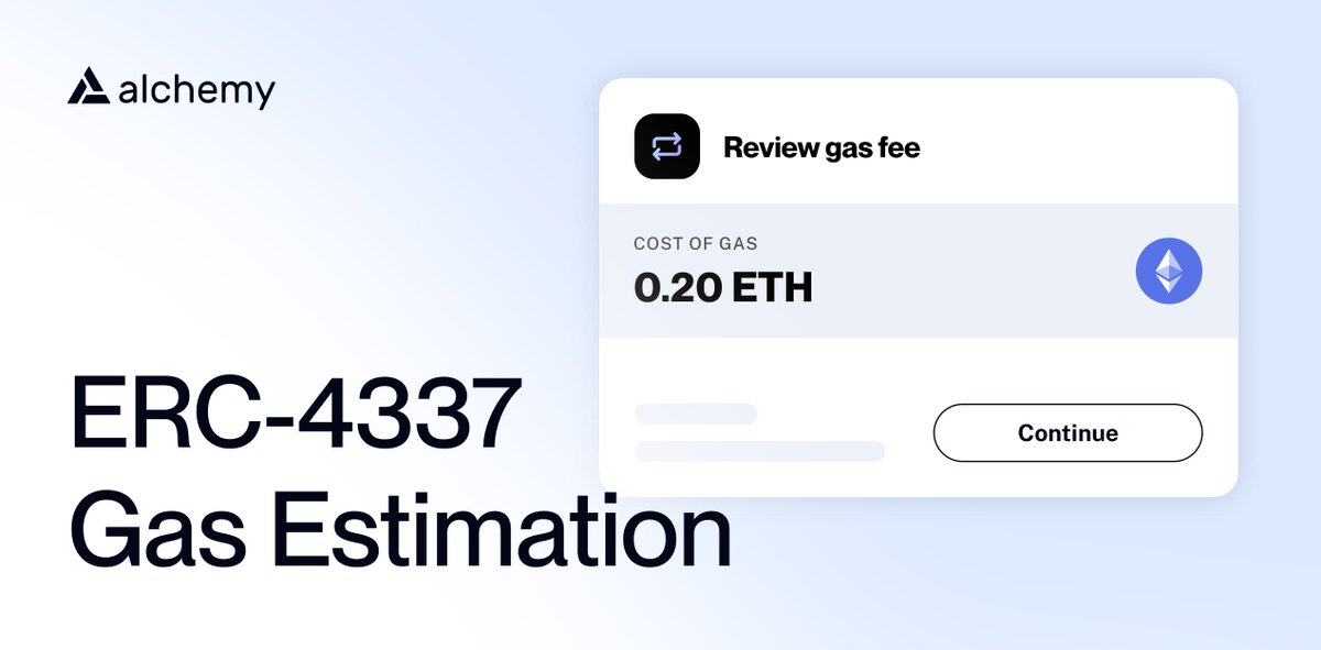 SahilAujla15's tweet image. 1/ As Alchemy built its ERC-4337 bundler, one challenge to get correct was the Gas Estimation ⛽️

This post will explore the different attempts we employed to get accurate gas estimates and our current solution ✅

s/o @dancoombs45 for the incredible blog write-up 🙌