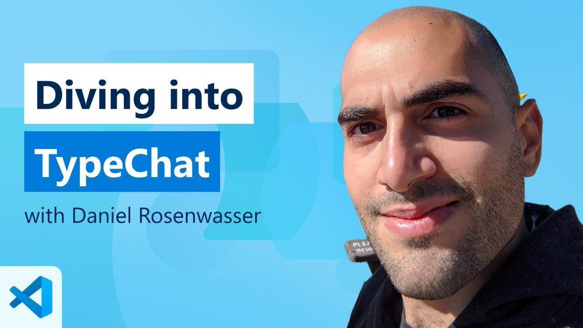 code's tweet image. ⏳ We&apos;re live in 10 minutes! Today we&apos;re diving into #TypeChat with @drosenwasser. Daniel will walk us through all the techniques, ideas and approaches in #VSCode! Join us live 🎬 youtube.com/live/n1ZLKf72z…