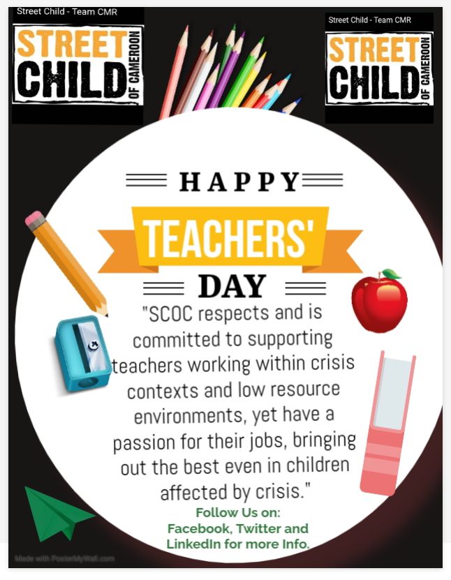 StreetchildCM's tweet photo. HAPPY TEACHERS' DAY 2023 TO ALL BRAVE AND DEVOTED EDUCATORS IN CAMEROON AND THE WORLD. https://t.co/cQWpbLfHY5