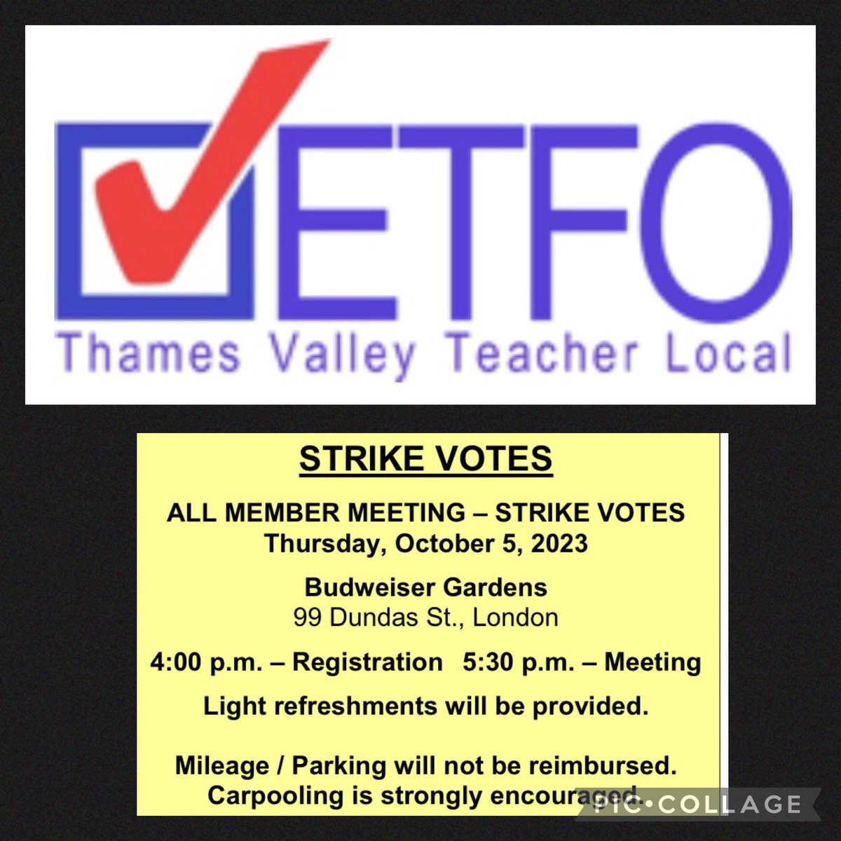 etfotvvp's tweet photo. TODAY! @etfotvtl members will come together to decide the next steps in bargaining. A strong strike mandate is a required bargaining tools.
Looking forward to gathering with thousands of our members! #solidarity #ETFOTVTL @ETFOeducators https://t.co/pKgQM1KGsF