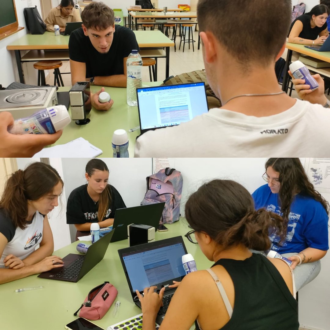 etpxavier's tweet photo. Pràctica dels alumnes de #2nDietetpx a l'aula! Control de qualitat i descripció de producte de batuts per a infants amb risc de desnutrició. https://t.co/IcJlIuNw5T