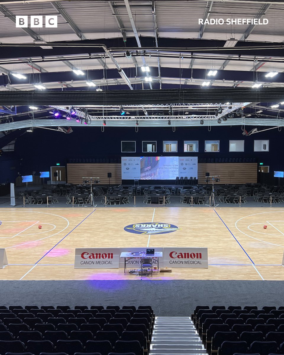 The Canon Medical Arena at Sheffield's Olympic Legacy Park has officially been opened today. It's the new home for the Sheffield Sharks and the Hatters. It's got the capacity for 2500 fans, and has three full-size basketball courts.