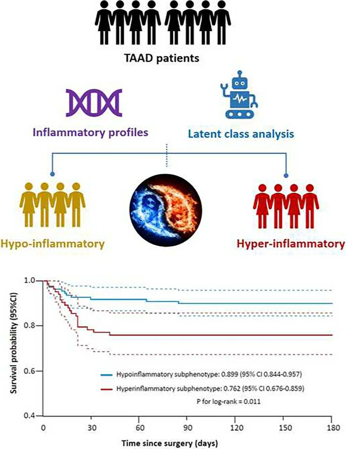 BenedettaIzzi's tweet photo. Latent class analysis identifies preoperative hyper-inflammatory signature predicting short-term #mortality in #TAAD: a potential venue for anti-inflammatory pharmaco-therapy? 👉https://t.co/lyU0zEvtm4 #JCTR #ISCTR @ELaraPezzi https://t.co/DIENXbwr1a
