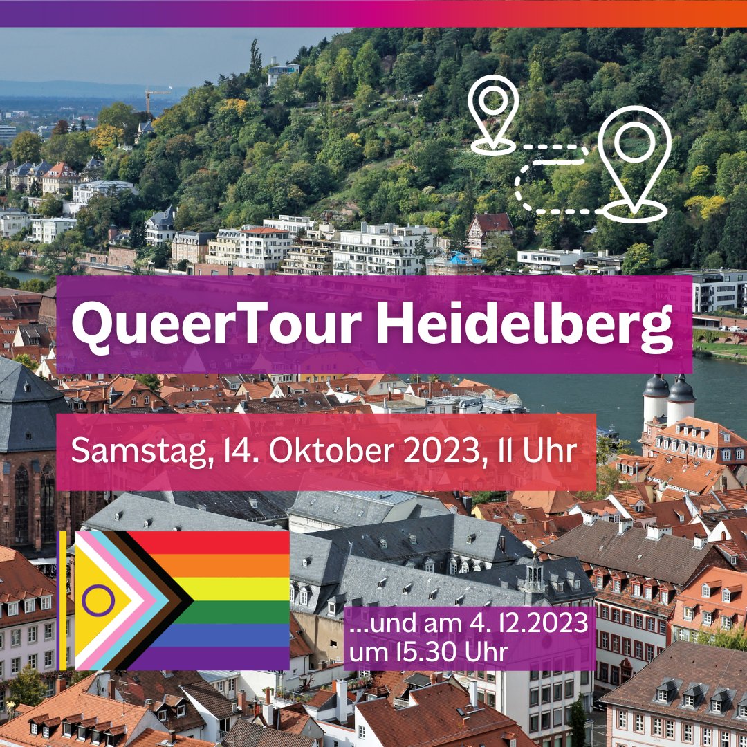 mhstiftung's tweet photo. Sa, 14. Oktober 2023, 11 Uhr: Bei der #QueerTour in #Heidelberg werden Sehenswürdigkeiten und ihre Geschichte aus dem Blickwinkel queeren Lebens beleuchtet. Treffpunkt ist auf dem Karlsplatz, Anmeldung unter queertour-heidelberg@gmx.de ist erforderlich. https://t.co/tj99IiAaUq https://t.co/y2tdnSRCMt