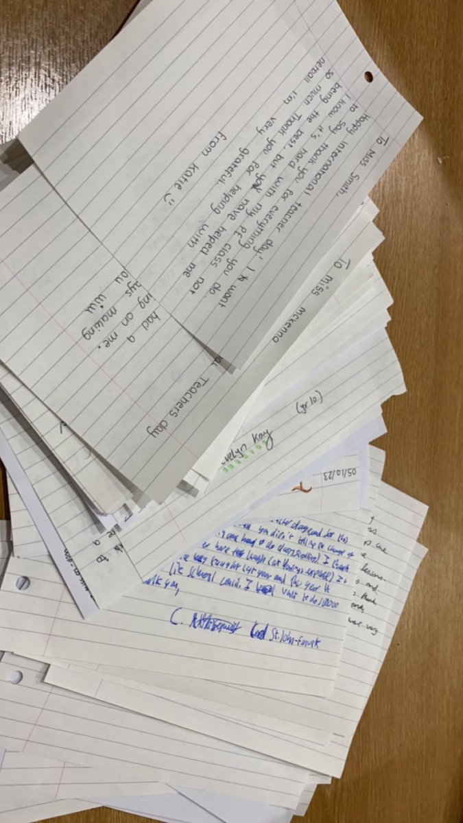 Sometimes a teachers day doesn’t go to plan. A lesson may go wrong, give a DT, make a mistake. We then go home and think about the negatives. So for National Teachers Day I’ve had all my classes write a thank you to a teacher who has helped them, no matter how big or small 👨‍🏫